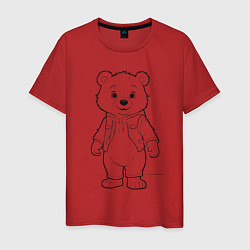 Футболка хлопковая мужская Медвежонок стоит, цвет: красный