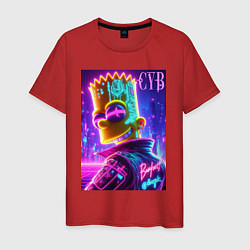 Футболка хлопковая мужская Cyber Bart - neon glow, цвет: красный