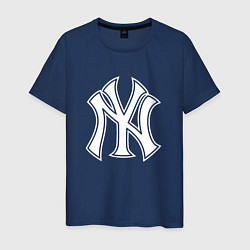 Футболка хлопковая мужская New York yankees - baseball logo, цвет: тёмно-синий