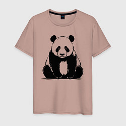 Футболка хлопковая мужская Грустная панда сидит, цвет: пыльно-розовый