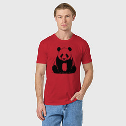Футболка хлопковая мужская Грустная панда сидит, цвет: красный — фото 2