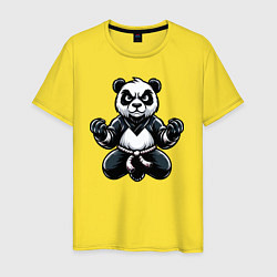 Футболка хлопковая мужская Панда тренеруется, цвет: желтый