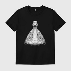 Футболка хлопковая мужская Гусь анфас, цвет: черный