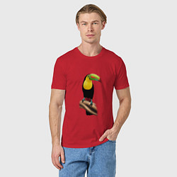 Футболка хлопковая мужская Птица тукан, цвет: красный — фото 2