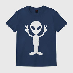 Футболка хлопковая мужская Peace alien, цвет: тёмно-синий