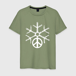 Футболка хлопковая мужская Peace snow, цвет: авокадо