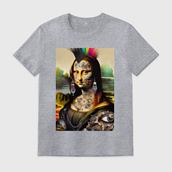 Футболка хлопковая мужская Punk Mona Lisa is covered in tattoos, цвет: меланж