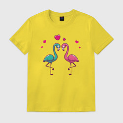 Футболка хлопковая мужская Flamingo love, цвет: желтый