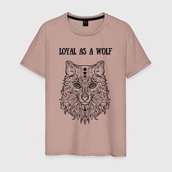 Футболка хлопковая мужская Loyal as a wolf, цвет: пыльно-розовый