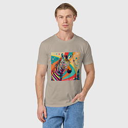 Футболка хлопковая мужская Неправильная зебра, цвет: миндальный — фото 2