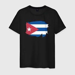 Футболка хлопковая мужская Флаг Кубы, цвет: черный