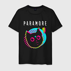 Футболка хлопковая мужская Paramore rock star cat, цвет: черный