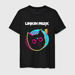 Футболка хлопковая мужская Linkin Park rock star cat, цвет: черный