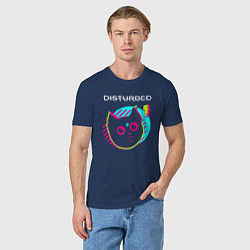 Футболка хлопковая мужская Disturbed rock star cat, цвет: тёмно-синий — фото 2