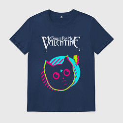 Футболка хлопковая мужская Bullet For My Valentine rock star cat, цвет: тёмно-синий
