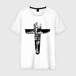 Футболка хлопковая мужская Крест фактурный, цвет: белый