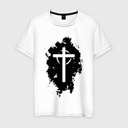 Футболка хлопковая мужская Крест католический графика, цвет: белый