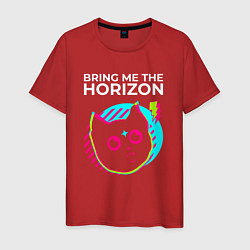 Футболка хлопковая мужская Bring Me the Horizon rock star cat, цвет: красный