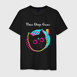 Футболка хлопковая мужская Three Days Grace rock star cat, цвет: черный