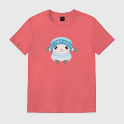 Футболка хлопковая мужская Маленькая овечка, цвет: коралловый