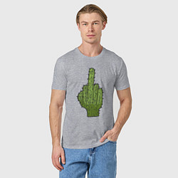 Футболка хлопковая мужская Cactus fuck, цвет: меланж — фото 2