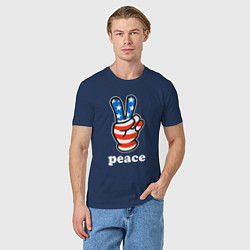Футболка хлопковая мужская USA peace, цвет: тёмно-синий — фото 2
