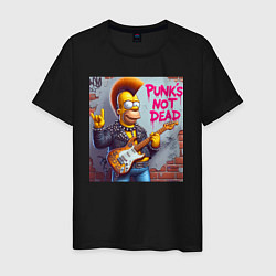 Футболка хлопковая мужская Homer Simpson - punks not dead, цвет: черный