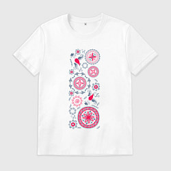 Мужская футболка Славянские символы солнца круги и птицы