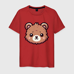 Футболка хлопковая мужская Мордочка медведя, цвет: красный
