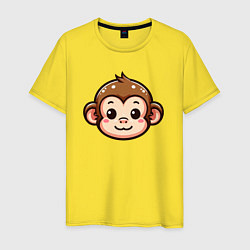 Футболка хлопковая мужская Мордочка обезьяны, цвет: желтый