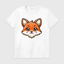 Футболка хлопковая мужская Мордочка лисы, цвет: белый