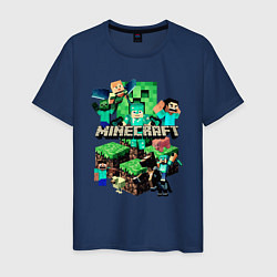 Футболка хлопковая мужская Персонажи из Minecraft, цвет: тёмно-синий