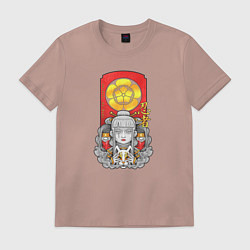 Футболка хлопковая мужская Девушка ниндзя, цвет: пыльно-розовый