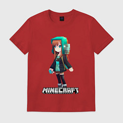 Футболка хлопковая мужская Minecraft девушка в наушниках, цвет: красный