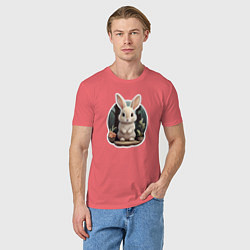 Футболка хлопковая мужская Маленький пушистый кролик, цвет: коралловый — фото 2