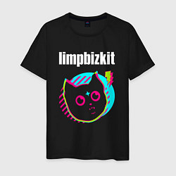 Футболка хлопковая мужская Limp Bizkit rock star cat, цвет: черный