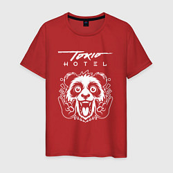 Футболка хлопковая мужская Tokio Hotel rock panda, цвет: красный