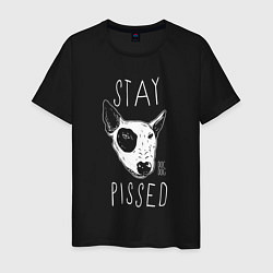 Футболка хлопковая мужская Stay dog pissed, цвет: черный