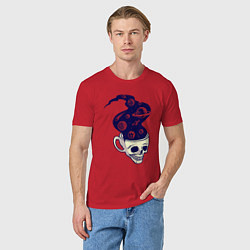 Футболка хлопковая мужская Dead drink space skull, цвет: красный — фото 2