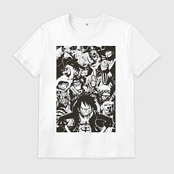 Футболка хлопковая мужская Ван Пис Луффи Монки Д Зоро Ророноа, цвет: белый