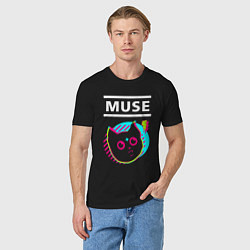 Футболка хлопковая мужская Muse rock star cat, цвет: черный — фото 2