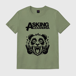 Футболка хлопковая мужская Asking Alexandria - rock panda, цвет: авокадо