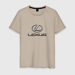 Футболка хлопковая мужская Lexus авто бренд лого, цвет: миндальный