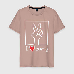 Футболка хлопковая мужская I love bunny, цвет: пыльно-розовый