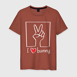 Футболка хлопковая мужская I love bunny, цвет: кирпичный