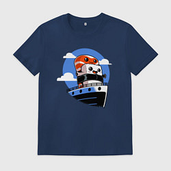 Футболка хлопковая мужская Вкусная суши-любовь на Титанике, цвет: тёмно-синий