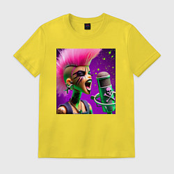 Футболка хлопковая мужская Barbie and punks not dead, цвет: желтый