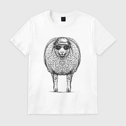 Футболка хлопковая мужская Овечка модная, цвет: белый