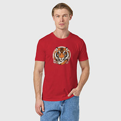 Футболка хлопковая мужская Тигр в ретро стиле, цвет: красный — фото 2