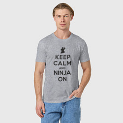 Футболка хлопковая мужская Keep calm and ninja on, цвет: меланж — фото 2
